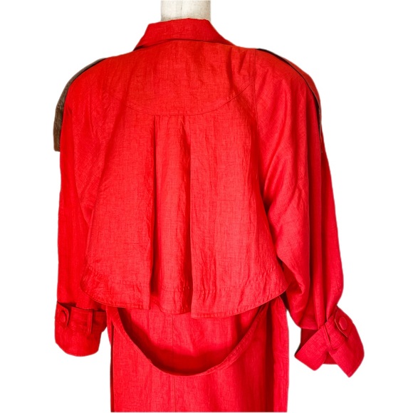 Vintage Belted Windbreaker Trench Shoulder Pads Size 12 - Picture 5 of 10